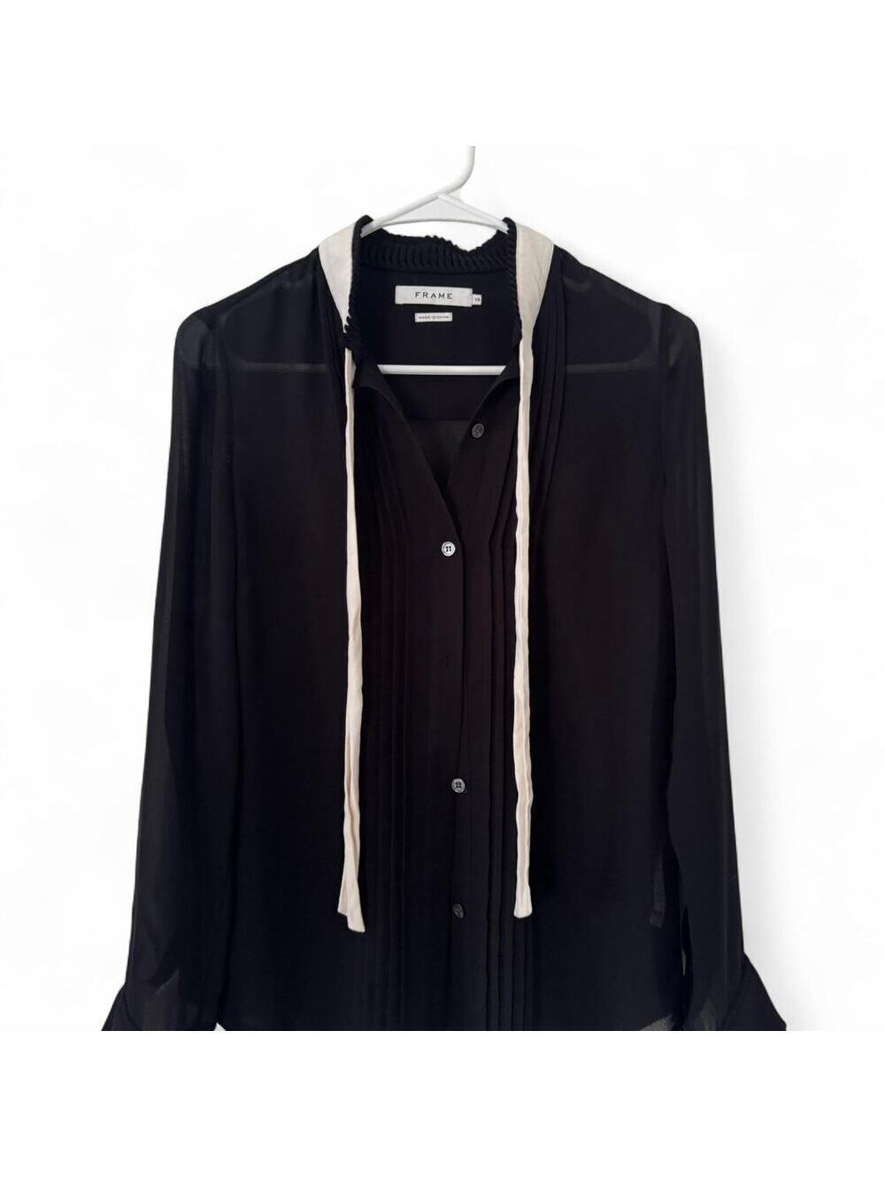 Frame Dark Academia Button-down Sheer Victorian Collar Dress Shirt Size XS